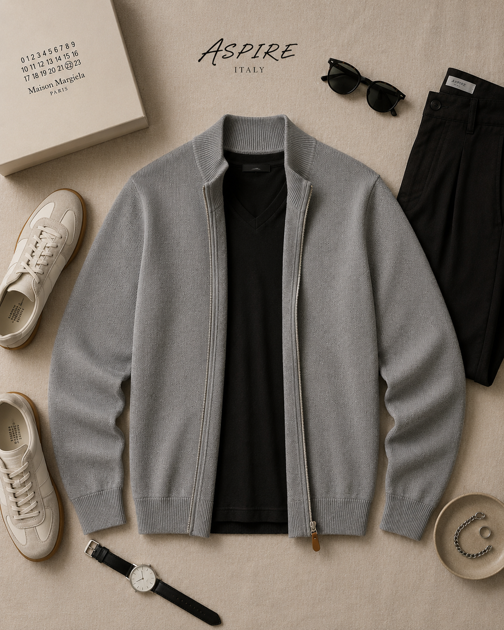 Full Zipper Knitted Jacket