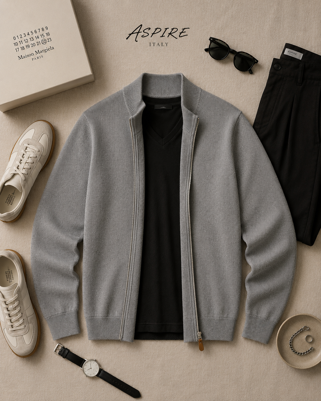 Full Zipper Knitted Jacket