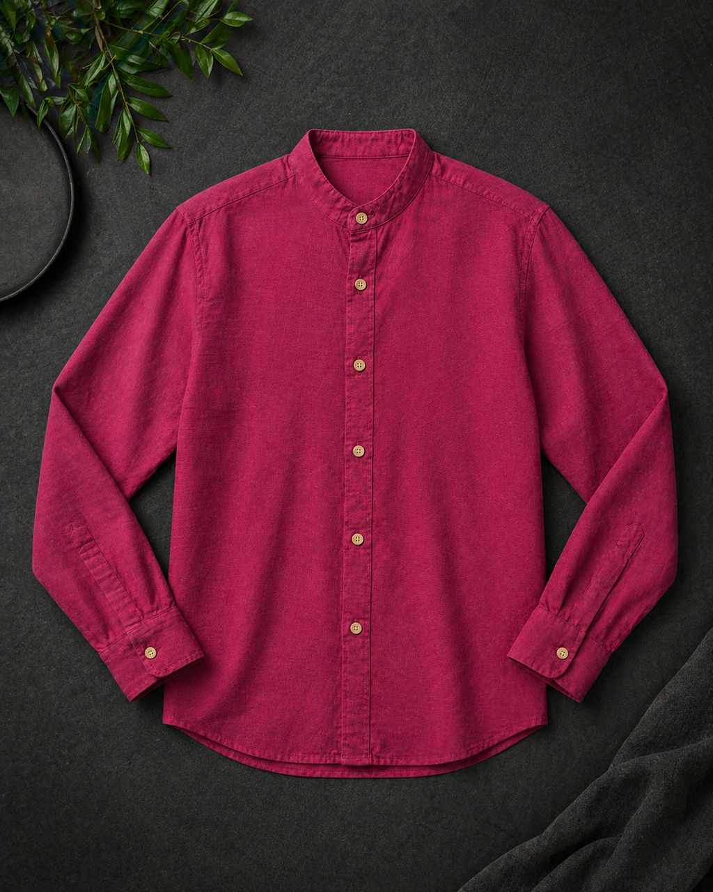 Linen Shirt Mao Long Sleeve
