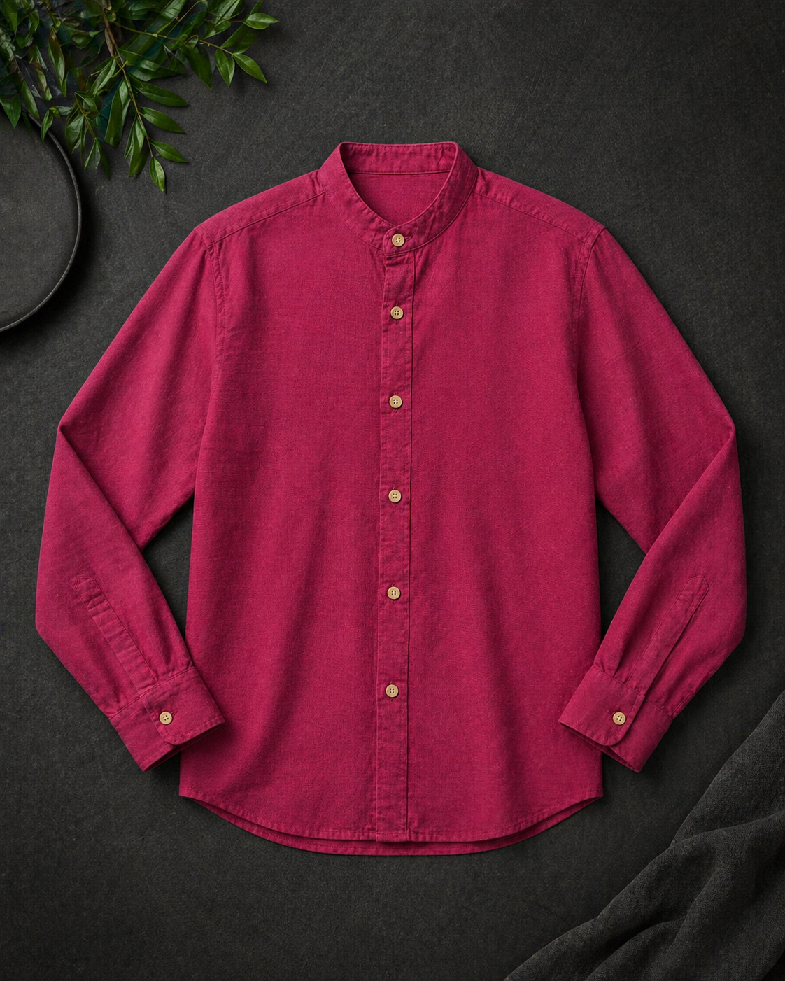 Linen Shirt Mao Long Sleeve