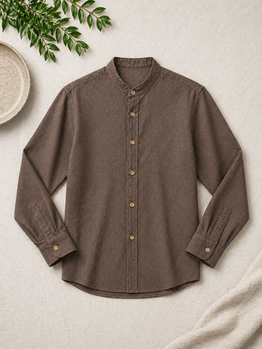 Linen Shirt Mao Long Sleeve