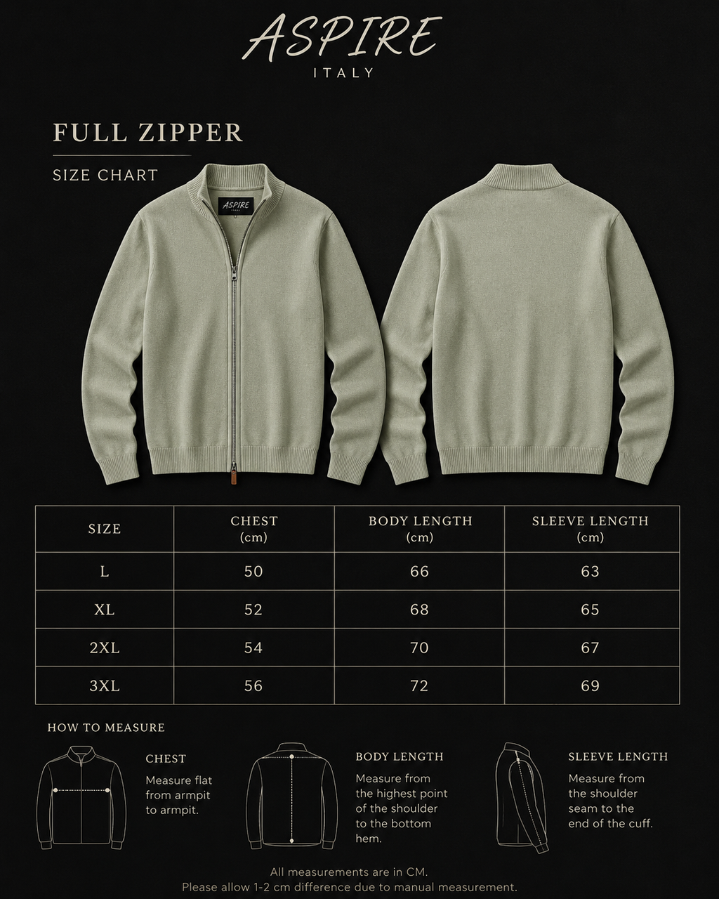 Full Zipper Knitted Jacket