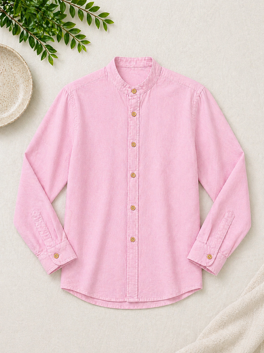 Linen Shirt Mao Long Sleeve