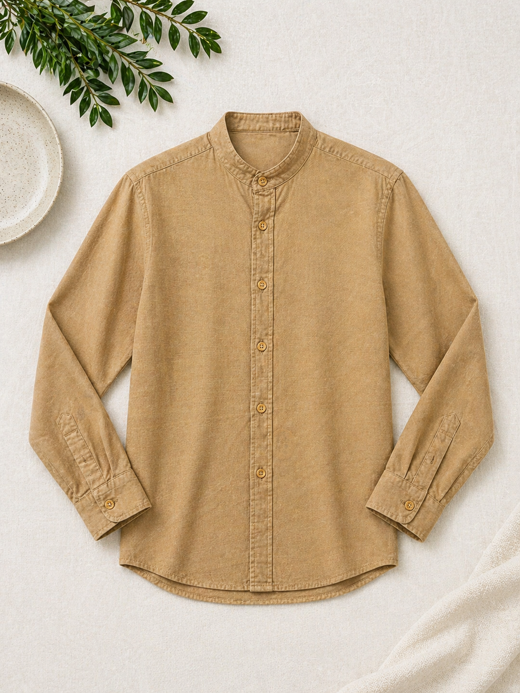 Linen Shirt Mao Long Sleeve