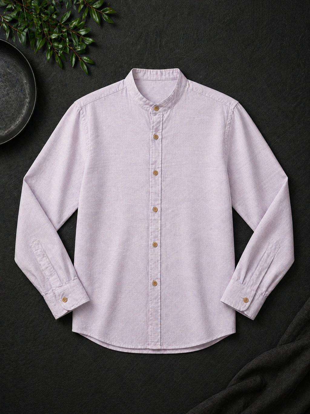 Linen Shirt Mao Long Sleeve