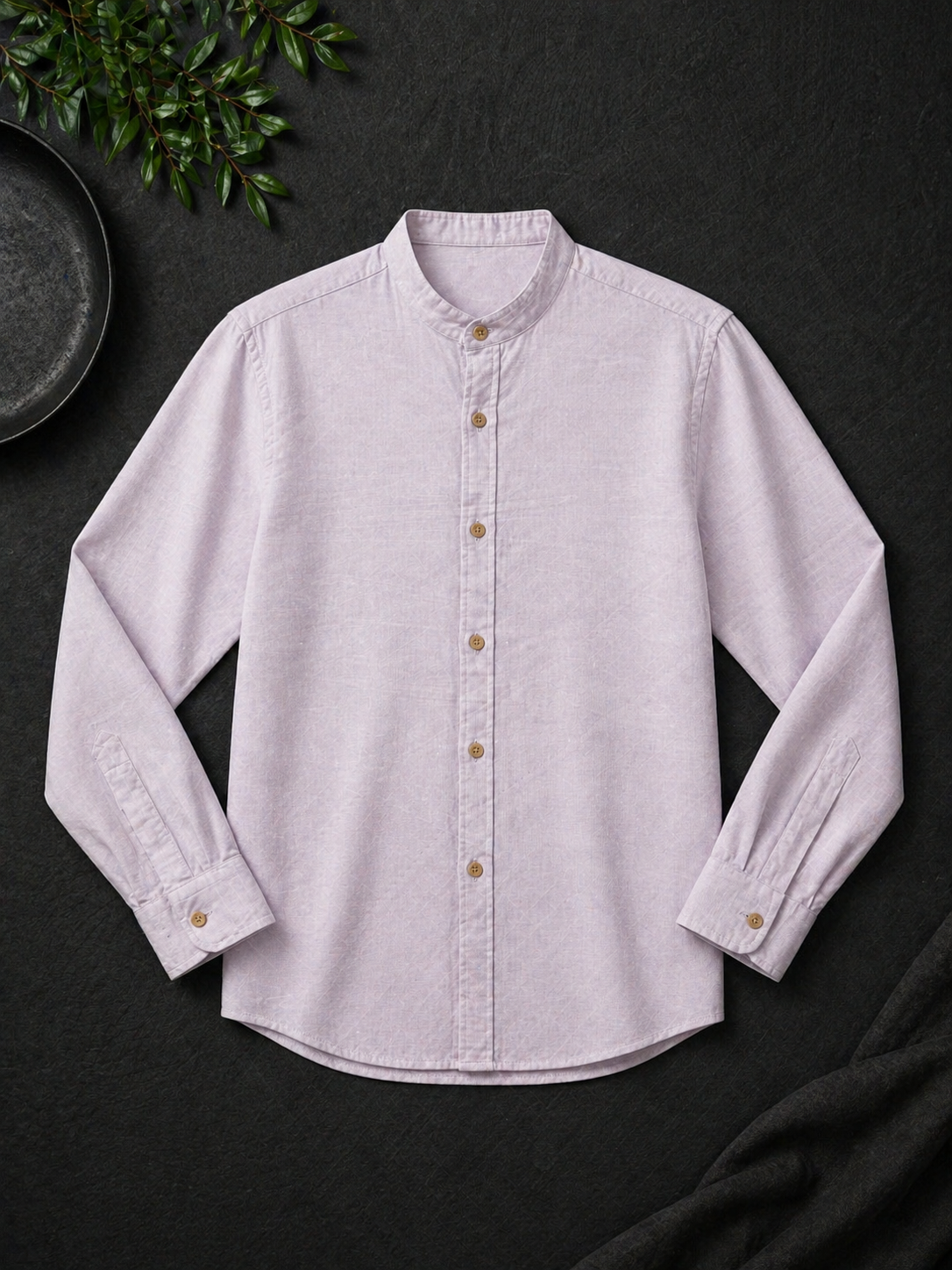 Linen Shirt Mao Long Sleeve