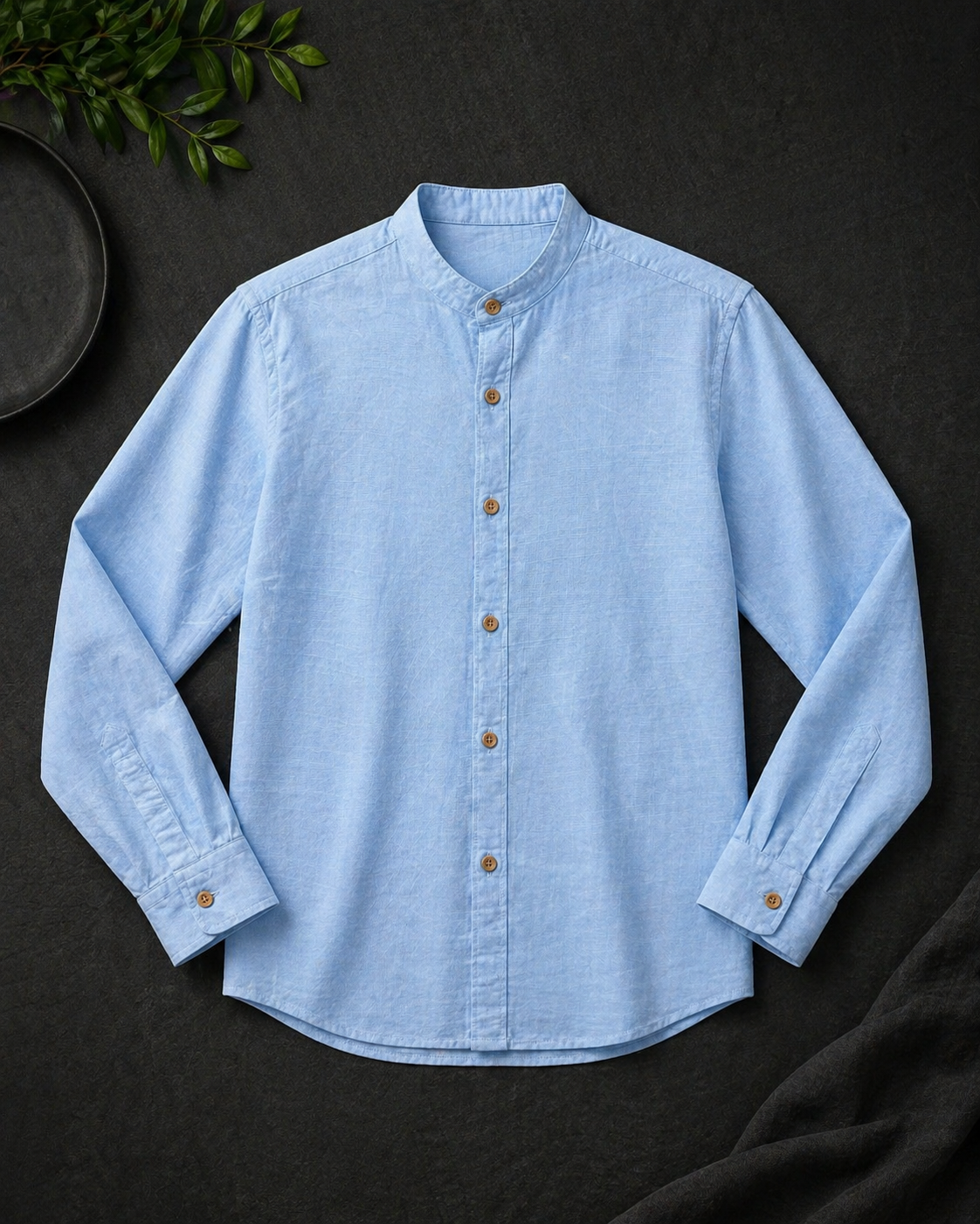 Linen Shirt Mao Long Sleeve