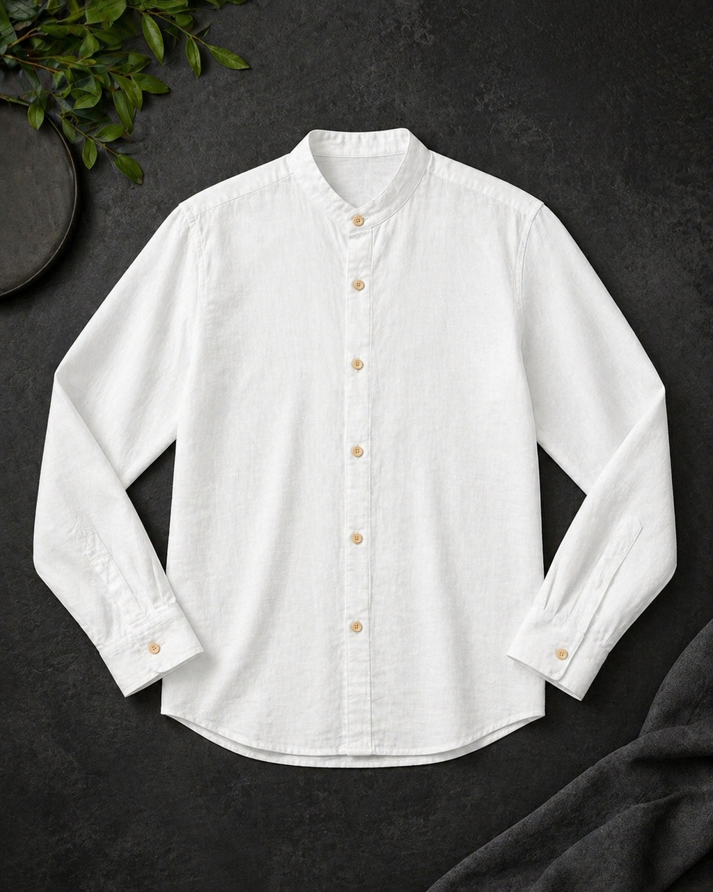 Linen Shirt Mao Long Sleeve