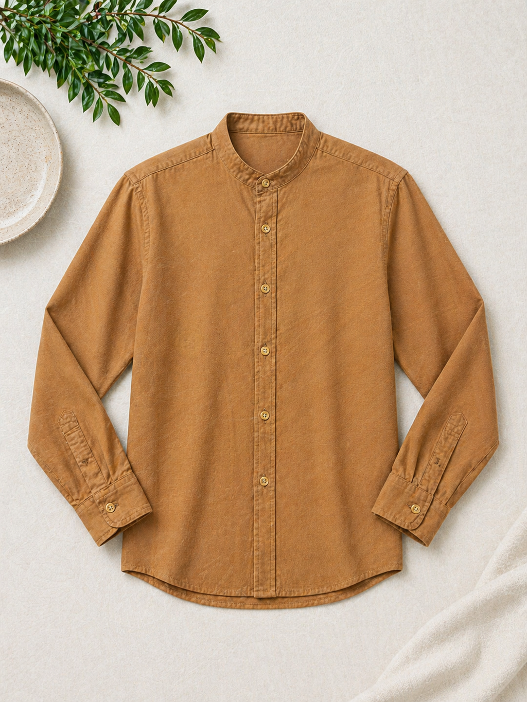 Linen Shirt Mao Long Sleeve