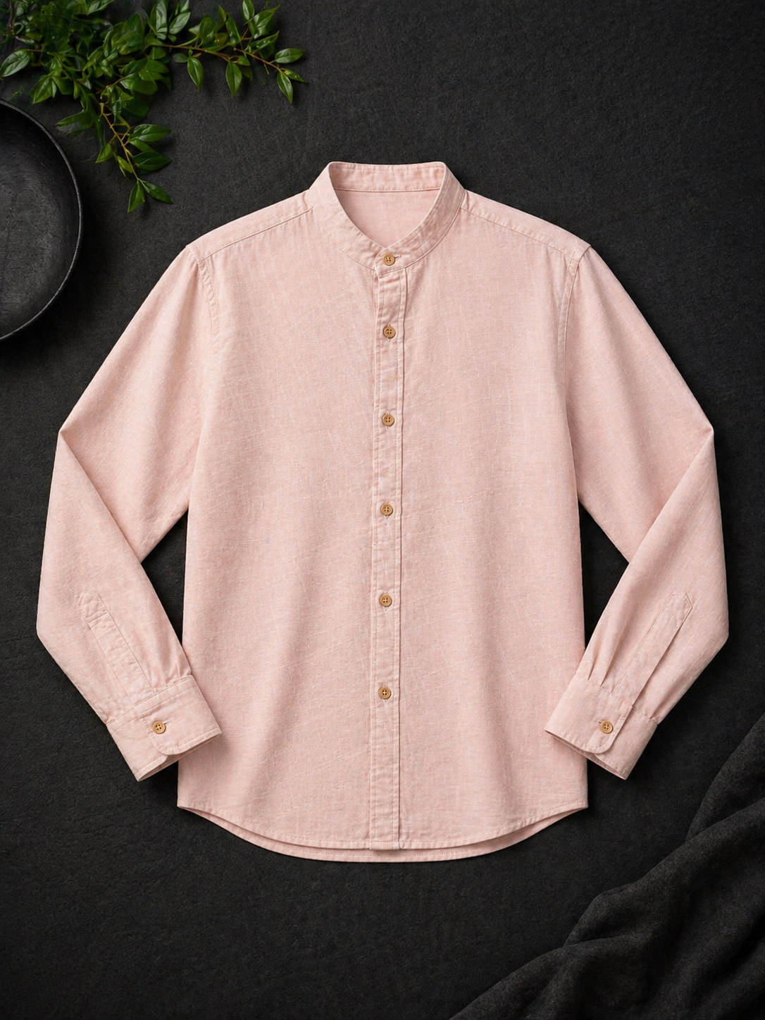 Linen Shirt Mao Long Sleeve
