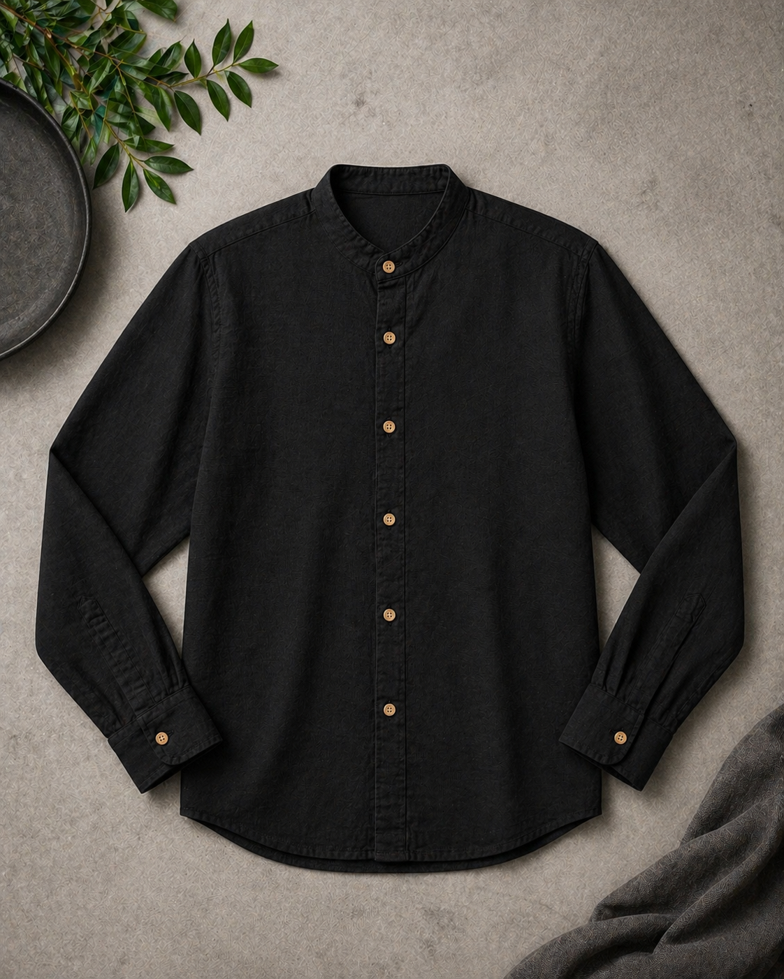 Linen Shirt Mao Long Sleeve