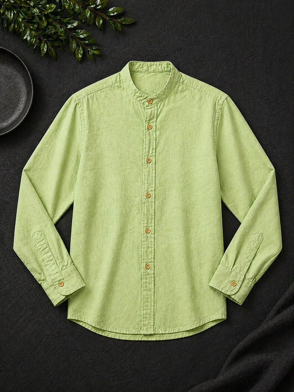 Linen Shirt Mao Long Sleeve