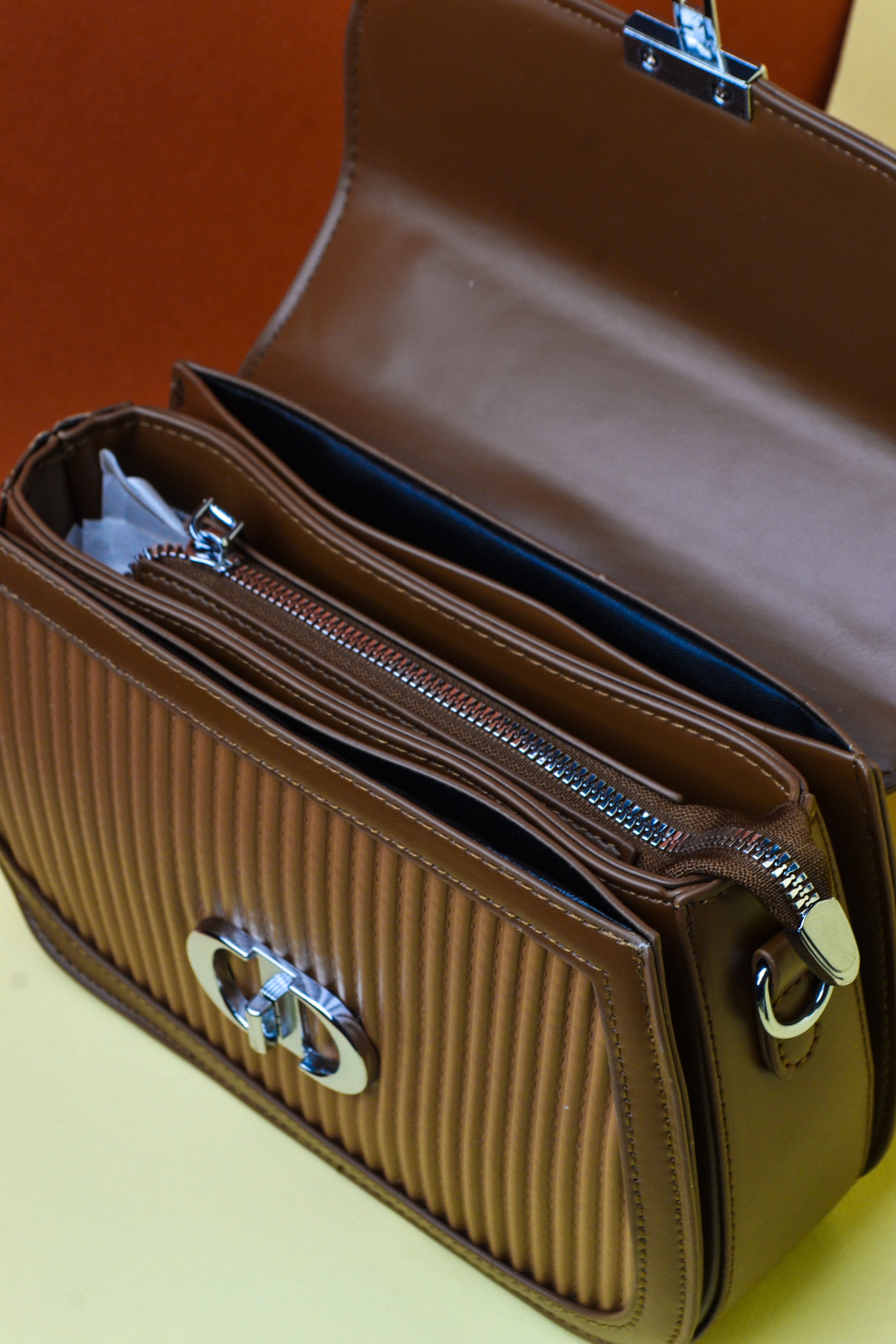 The Fluted Tote Bag (Brown) Handbag