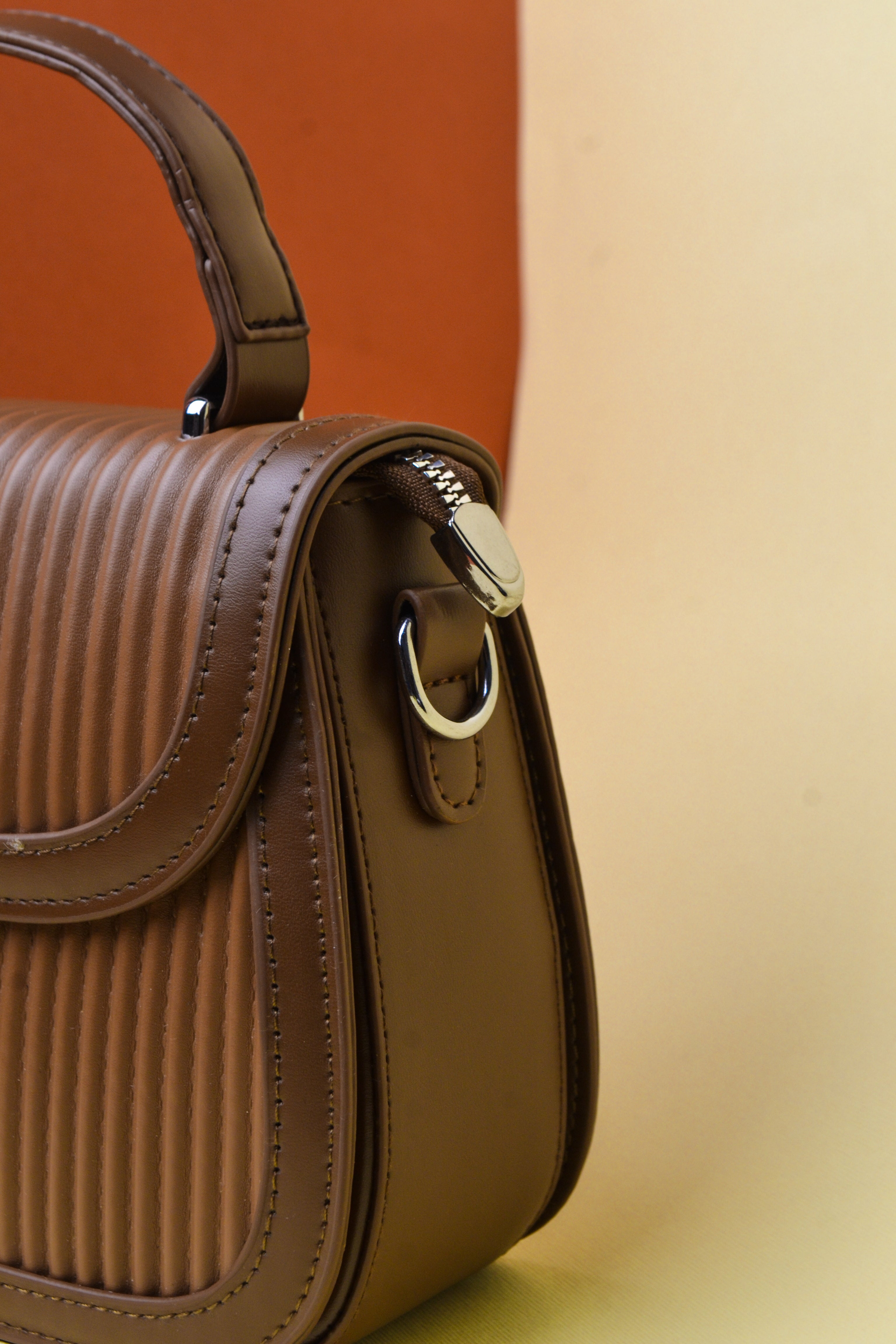 The Fluted Tote Bag (Brown) Handbag