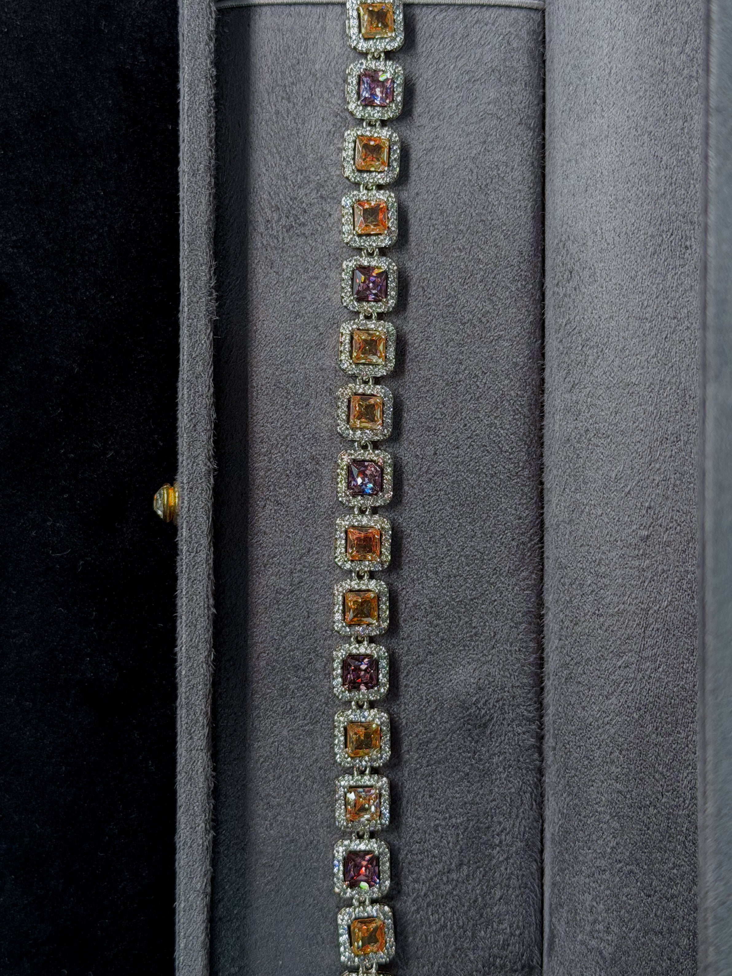 Square Champagne Tennis Bracelet