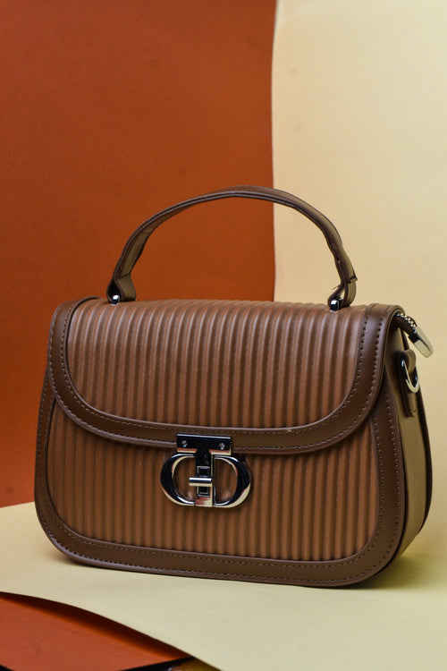 The Fluted Tote Bag (Brown) Handbag